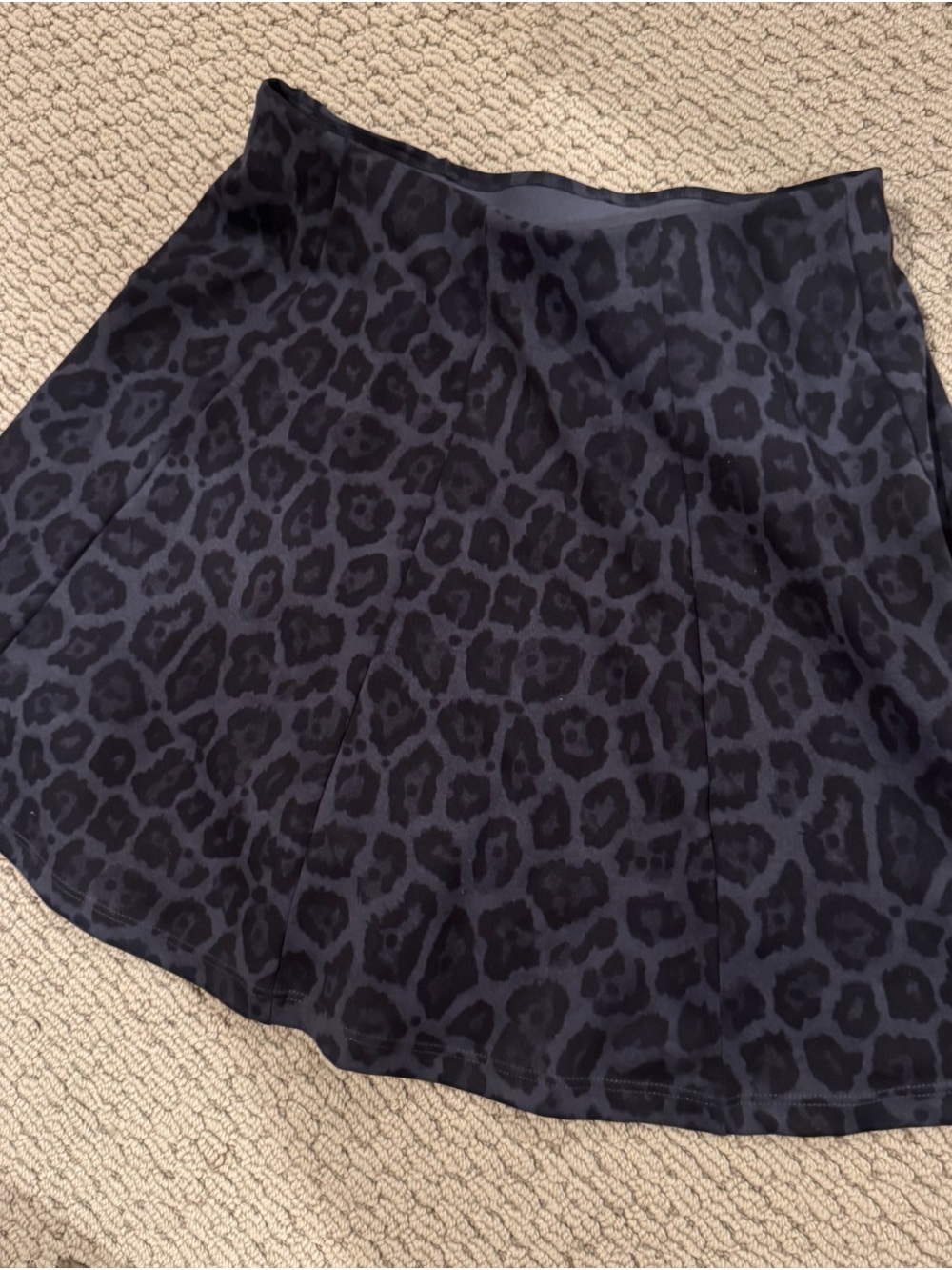 Black Leopard Print Skater Skirt w